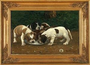 Puppies Drinking Water by Viggo Simesen