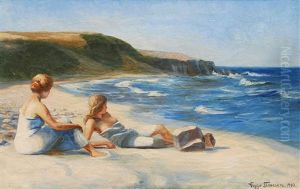 Madchen Am Strand Von Bornholm by Viggo Simesen
