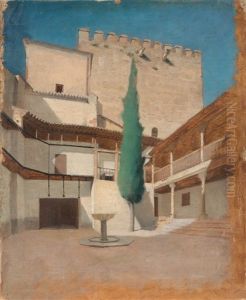 Alhambra, Cortile Con Cipresso