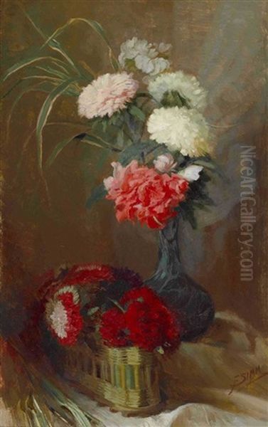 Stillleben Mit Nelke Und Chrysanthemen - view 1