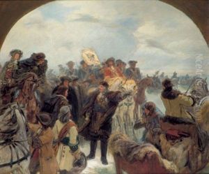 Der Grose Kurfurst Friedrich Wilhelm Vor Der Uberquerung Des Kurischen Haffs Am 19. Januar 1679 by Wilhelm Simmler