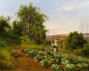 Tending The Garden, 1887 by Herman Gustav Simon