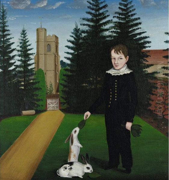 Young Boy Feeding Rabbits - view 1