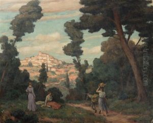 Landscape In Provence (evening Mood) by Tavik Frantisek Simon