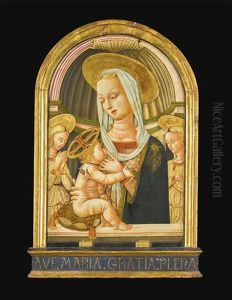The Madonna Nursing The Christ Child With Angels by Giovanni di Ser Giovanni di (lo Scheggia) Simone