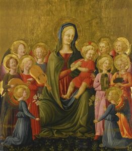 The Madonna And Child With A Host Of Musical Angels by Giovanni di Ser Giovanni di (lo Scheggia) Simone