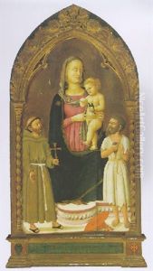 The Madonna And Child With Saints Francis Of Assisi And Jerome by Giovanni di Ser Giovanni di (lo Scheggia) Simone