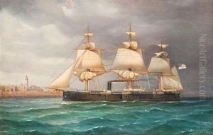 The Sail And Steamship Hms Pallas Coming Into Port by Tommaso de Simone