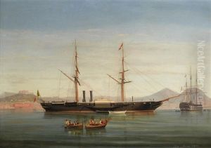 An Italian Corvette In The Bay Of Naples by Tommaso de Simone