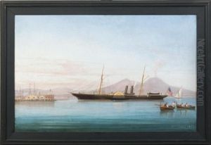 The U.s.s. Frolic In The Bay Of Naples by Tommaso de Simone