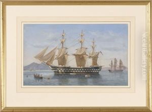 The Hms Queen In Naples Bay by Tommaso de Simone