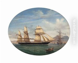 A Royal Navy Steam Frigate Of The Mediterranean Fleet In The Bay Of Naples by Tommaso de Simone