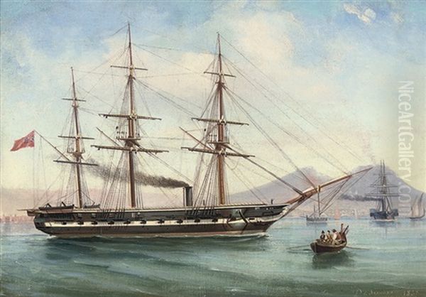 A Steam Frigate Of The Royal Navy Underway In The Bay Of Naples - view 1