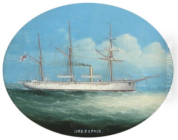 The Royal Navy's Screw Gunboat H.m.s. Espoir At Sea - view 1