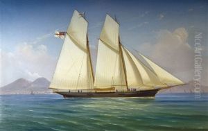 The Royal Yacht Squadron Racing Cutter Daphne In The Bay Of Naples by Tommaso de Simone