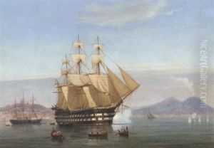 H.m.s. "exmouth" Signalling Her Arrival At Naples