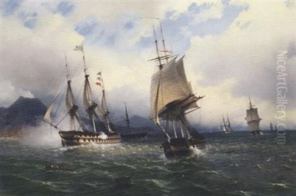 Men-o'war In The Mediterranean Signalling Their Arrival Off Naples - view 1