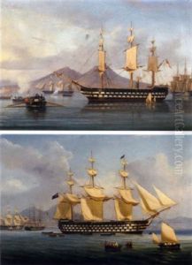 A Squadron Of Ships Of The Royal Navy's Mediterranean Fleet Lying In Naples Bay During A Courtesy Visit To Naples by Tommaso de Simone
