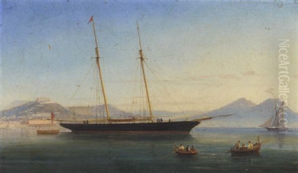A British Racing Schooner Swinging On Her Anchor In The Bay Of Naples - view 1