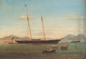 A Schooner Yacht Of The Royal Northern Yacht Club Lying At Anchor In Naples Bay