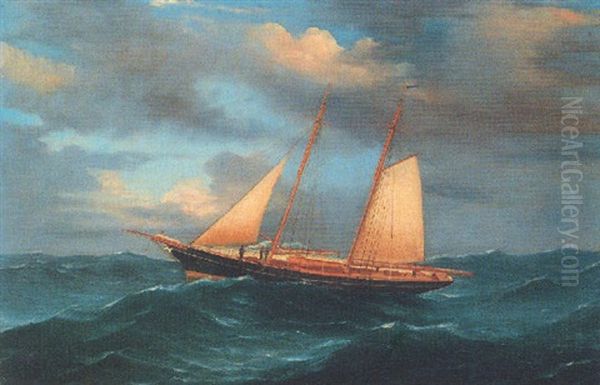 A Royal Thames Yacht Club Schooner Under Reduced Sail - view 1