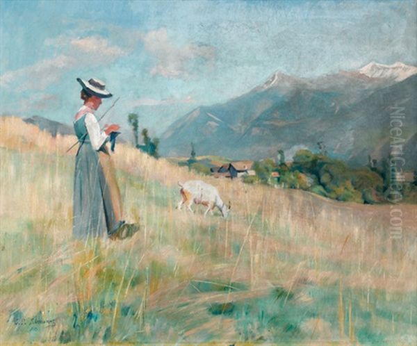 Landschaft Mit Strickender Ziegenhirtin - view 1