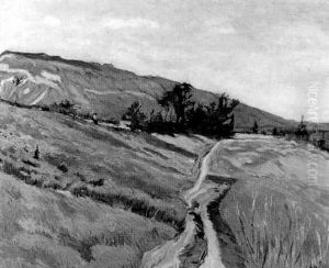 Feldweg In Hugeliger Landschaft by John Pierre Simonet