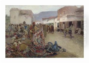 A Busy Market, North Africa by Gustavo Simoni