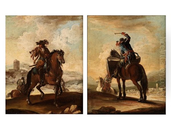 Gemaldepaar: Heerestrommler Zu Pferde (+ Heerestrompeter Zu Pferde; Pair) - view 1