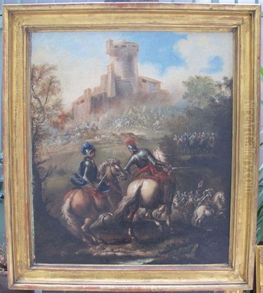 Scene De Bataille Devant Une Forteresse Assiegee - view 1