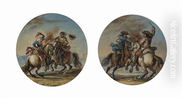 A Cavalry Skirmish And A Cavalry Skirmish (a Pair) - view 1