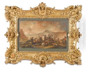 A Cavalry Column (+ A Cavalry Skirmish, Lrgr; Pair) by Francesco Simonini