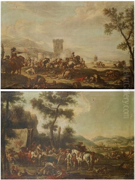 Scene De Batailles (+ Le Repos Des Militaires; Pair) - view 1