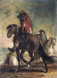 Zwei Reiter Auf Pferden by Francesco Simonini