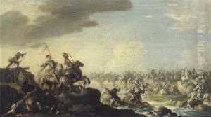 Battaglia Con Cannone A Sinistra Un Fiume A Destra