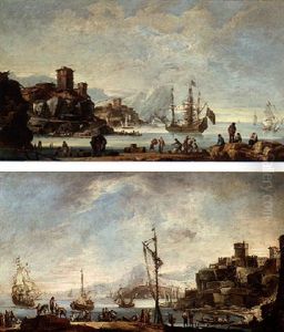 Mediterranean Port Scene With Levants And Fisherfolk In The Foreground