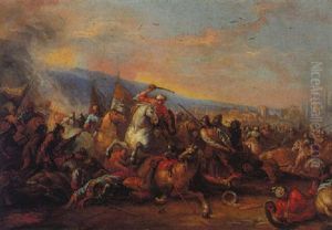 Battle Scene With The Santa Sofia Mosque In The Background by Francesco Simonini