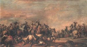 A Cavalry Skirmish Between Saracens And Mounted Soldiers