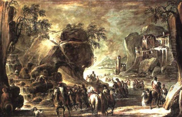Cossacks Fording The Mouth Of A River, A Cascade Nearby - view 1