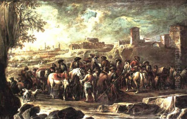 A Troop Of Horsemen Near A Castle - view 1