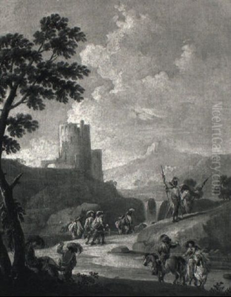 Soldiers In An Italianate Capriccio Landscape - view 1
