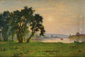 La Seine Au Pont De Poissy by Lucien Simonnet