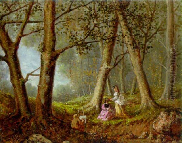 Elegant Ladies In A Woodland Landscape - view 1