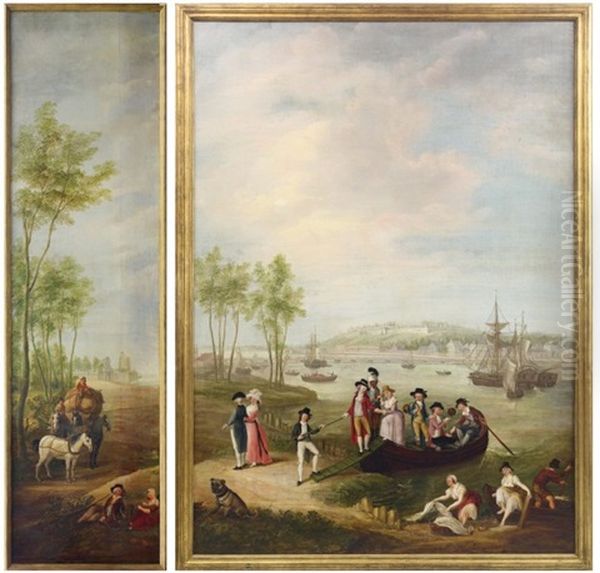 Promeneurs Devant Le Port De Bayonne (+ La Charrette De Foin, Various Sizes; 2 Works) - view 1