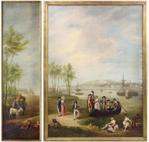 Promeneurs Devant Le Port De Bayonne (+ La Charrette De Foin, Various Sizes; 2 Works)