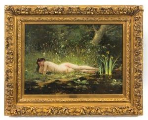 Femme Nu Aux Nympheas by Frans Jan Simons