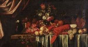 Still Life With Lobster, Fruits And A Bird