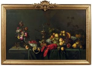Nature Morte A La Coupe De Peches Et Raisin, Homard, Romer, Pokal, Coupe Wanli De Fraises Des Bois