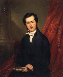 Portrait Of Richard Collinson, Seated Small Three-quarter-length,in A Black Suit, Holding A Book, In An Interior