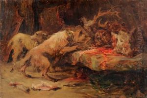Chiens Et Trophee De Chasse